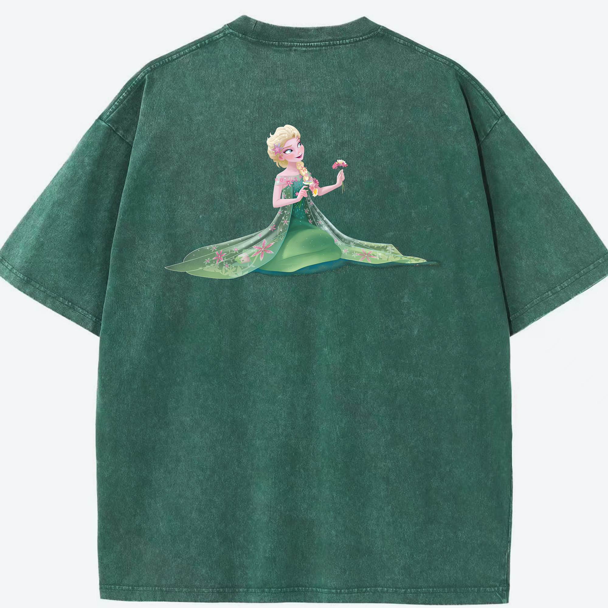 （画像用） アナと雪の女王 アンナ エルサ Frozen Anna Elsa 綿100% ヴィンテージ風 半袖Tシャツ（背面プリント）